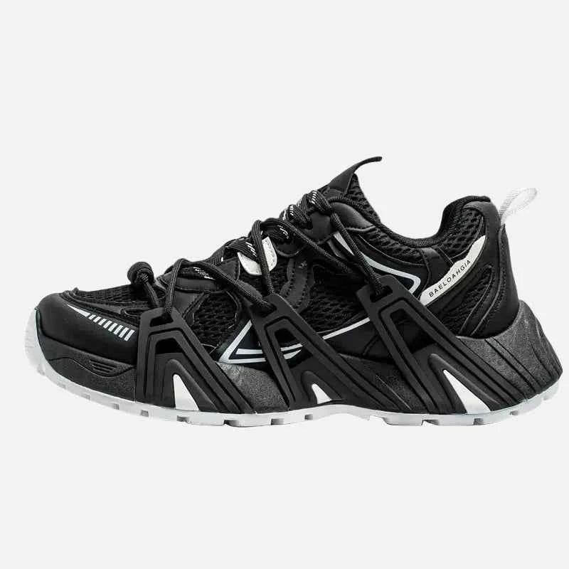 Breathable Thick Lace-Up Splicing Mixed Color Sneakers