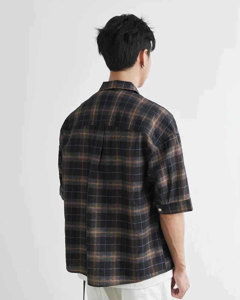 Men's Casual Lapel Plaid Oversized Button Shirt