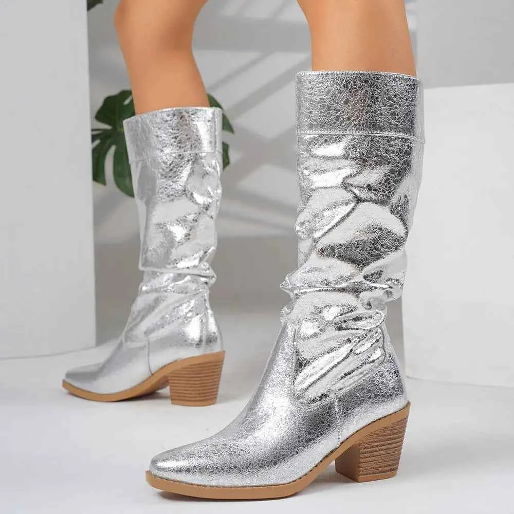 Chic Pointed Toe Heeled Cowboy Boots