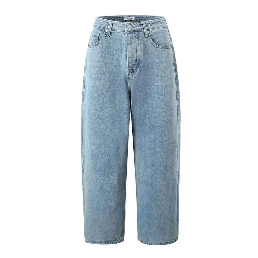 Long-lasting Patchwork Button Loose Jeans