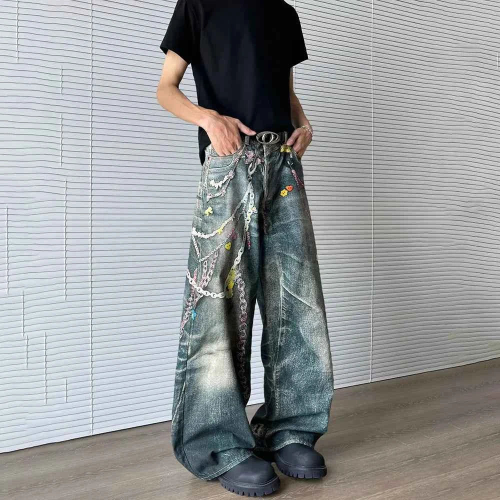 Durable Slim Fit Loose Fit Graphic Jeans