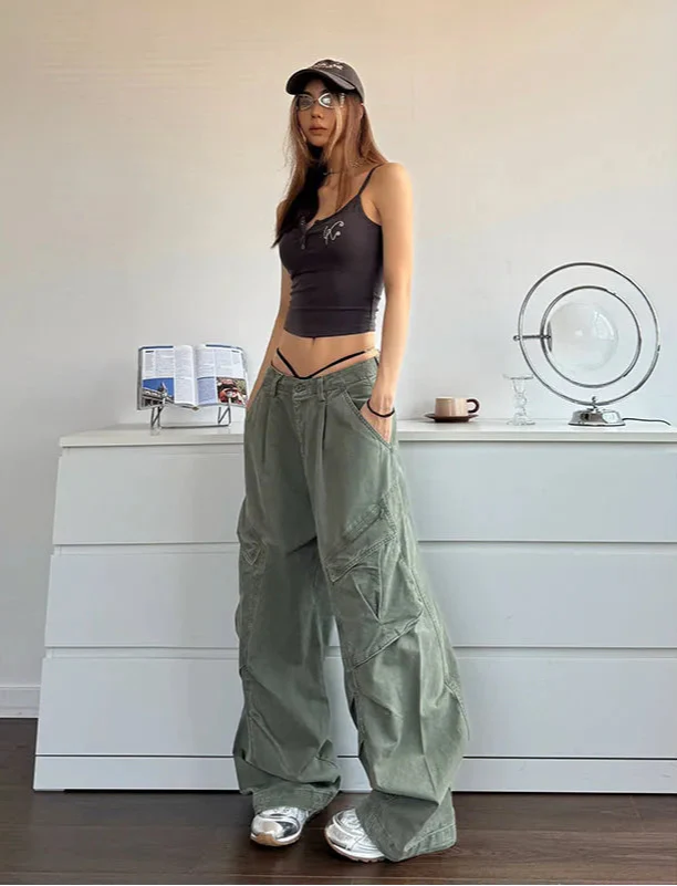 StreCool etear High Quality Green Wide Leg Bggy Jeans - Luxuryurbanwear