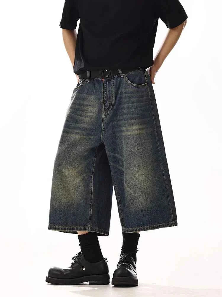 Vintage Trendy Distressed Denim Loose Fit Jorts