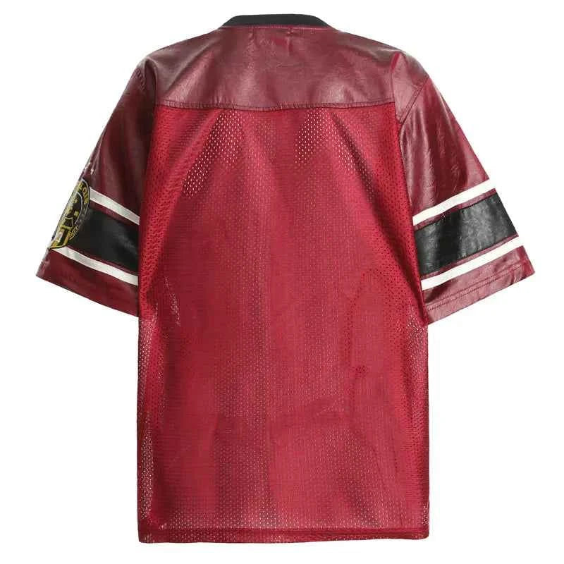 Mesh Embroidered Patchwork Jersey Polyester T-Shirt