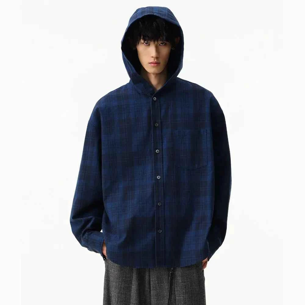 Streetwear Cozy Soft Oversize Plaid Hooded Shirt