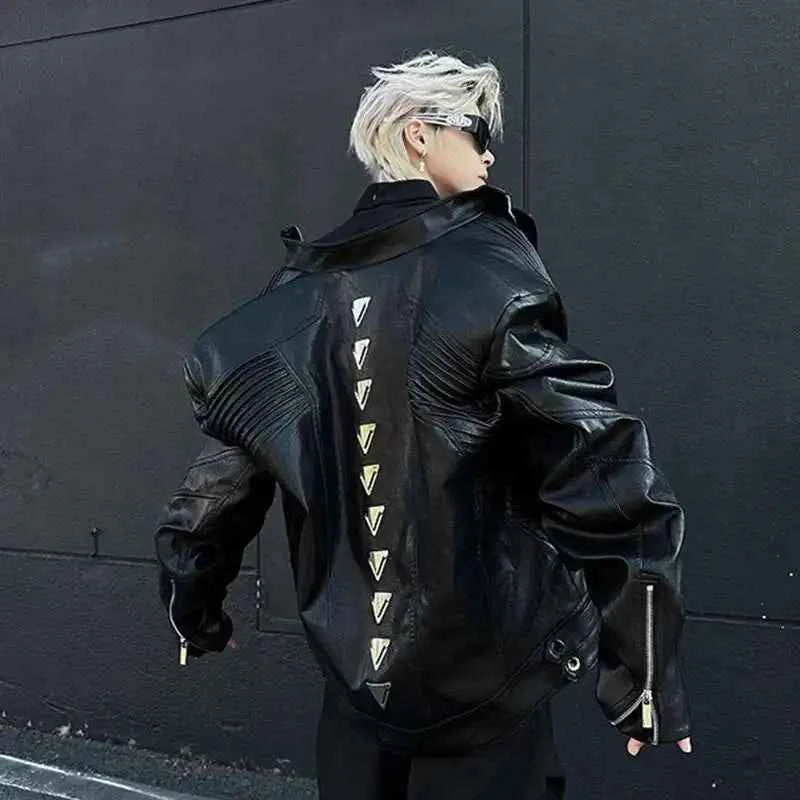 Metallic Deconstruction Darkwear Leather Jacket