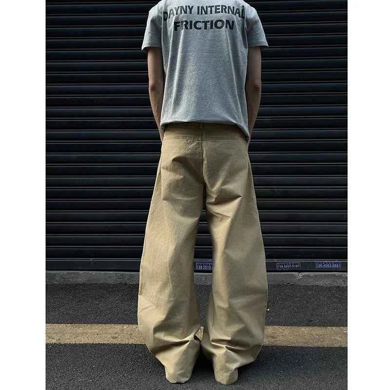 Vintage High Waist Khaki Cargo Jeans