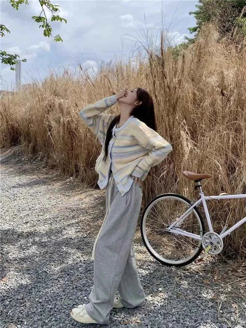 Women Cool Relax Soft Striped Cardigan