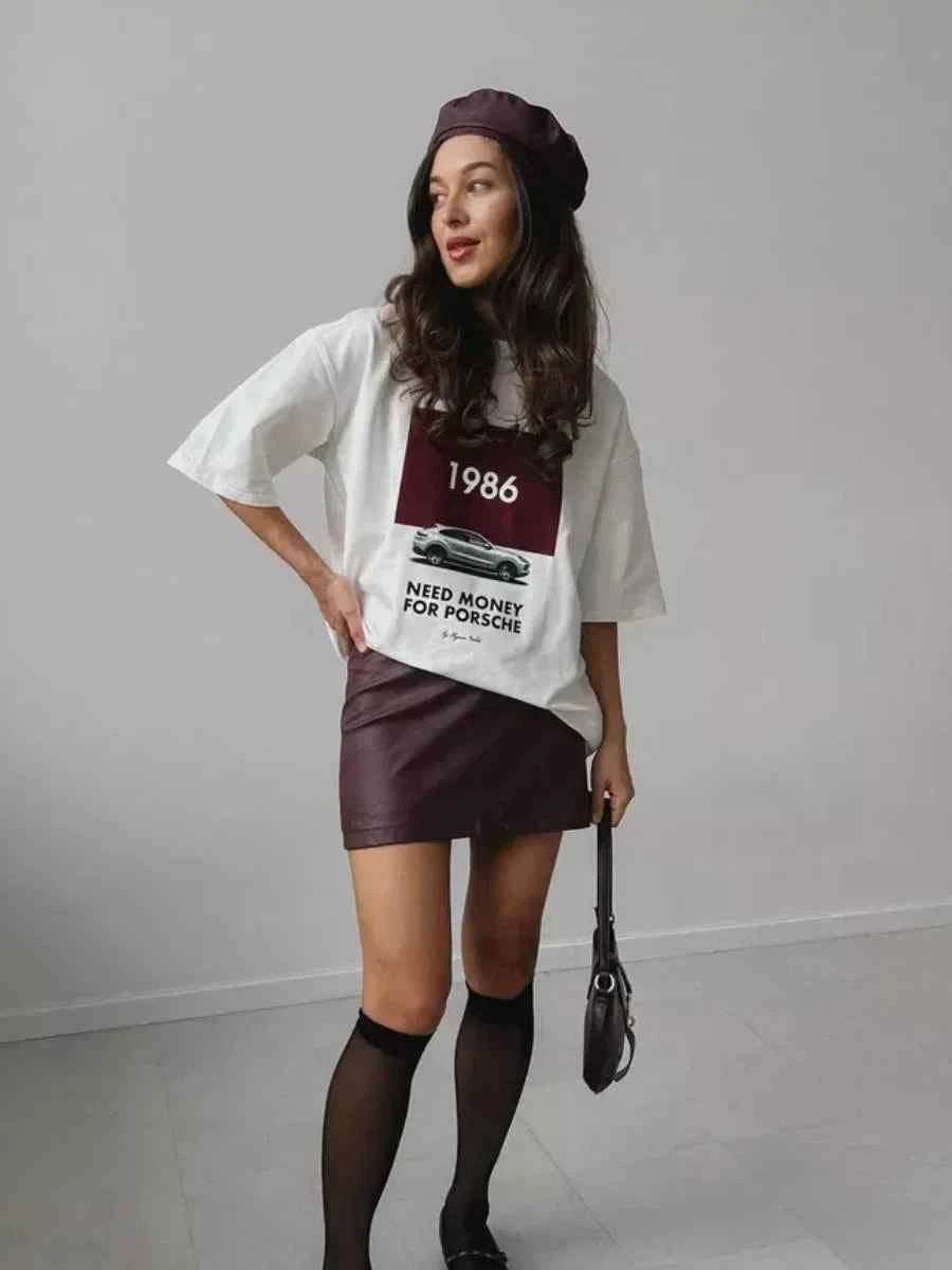 Women Lazy Round Neck Western Style T-Shirt