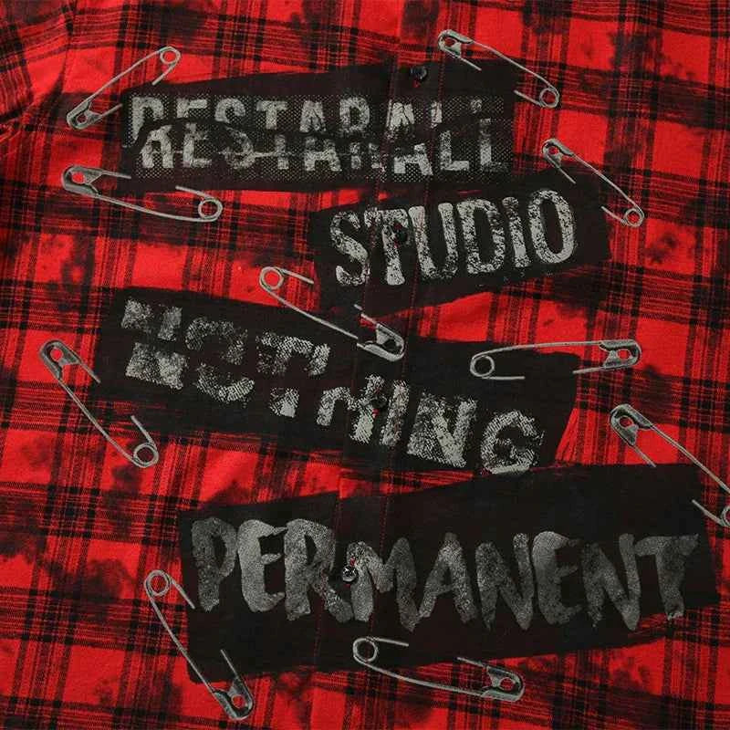 Durable Gothing Plaid Short Sleeve Red Casual Shirt