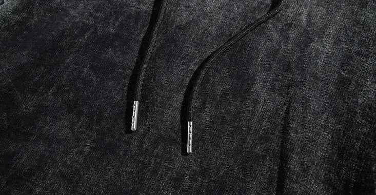 Streetwear Retro Tie-Dyed Washed Black Hoodie