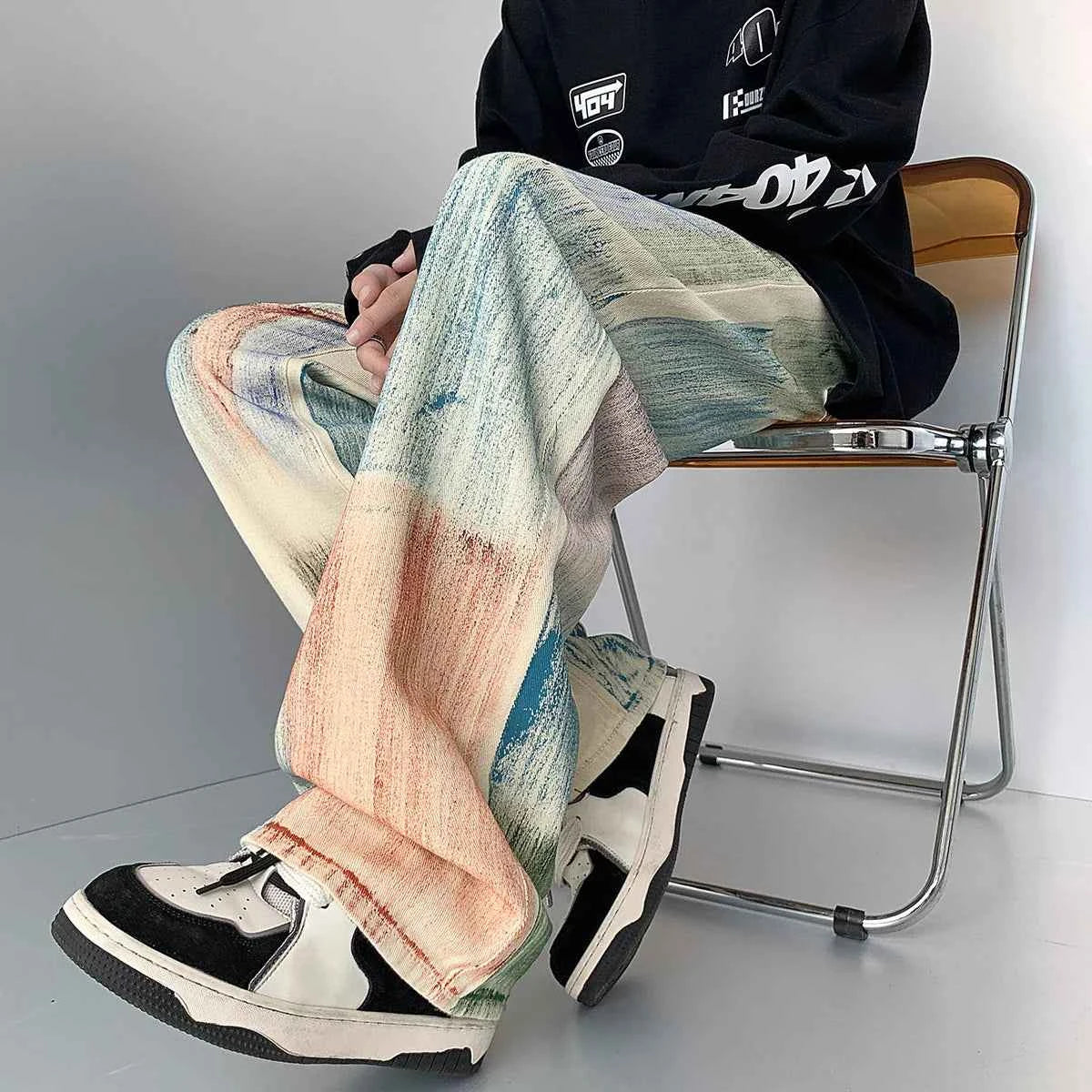 Colorful Graffiti Tie Dye Loose Jeans