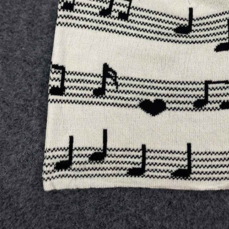 Knitted Music Pattern Beanie