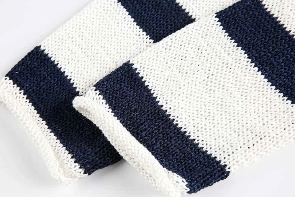 Y2K Plush Striped Lace Up Knitted Sweater