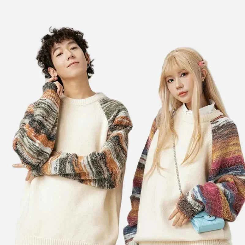 Panelled Crewneck Hip Hop Knit Sweater