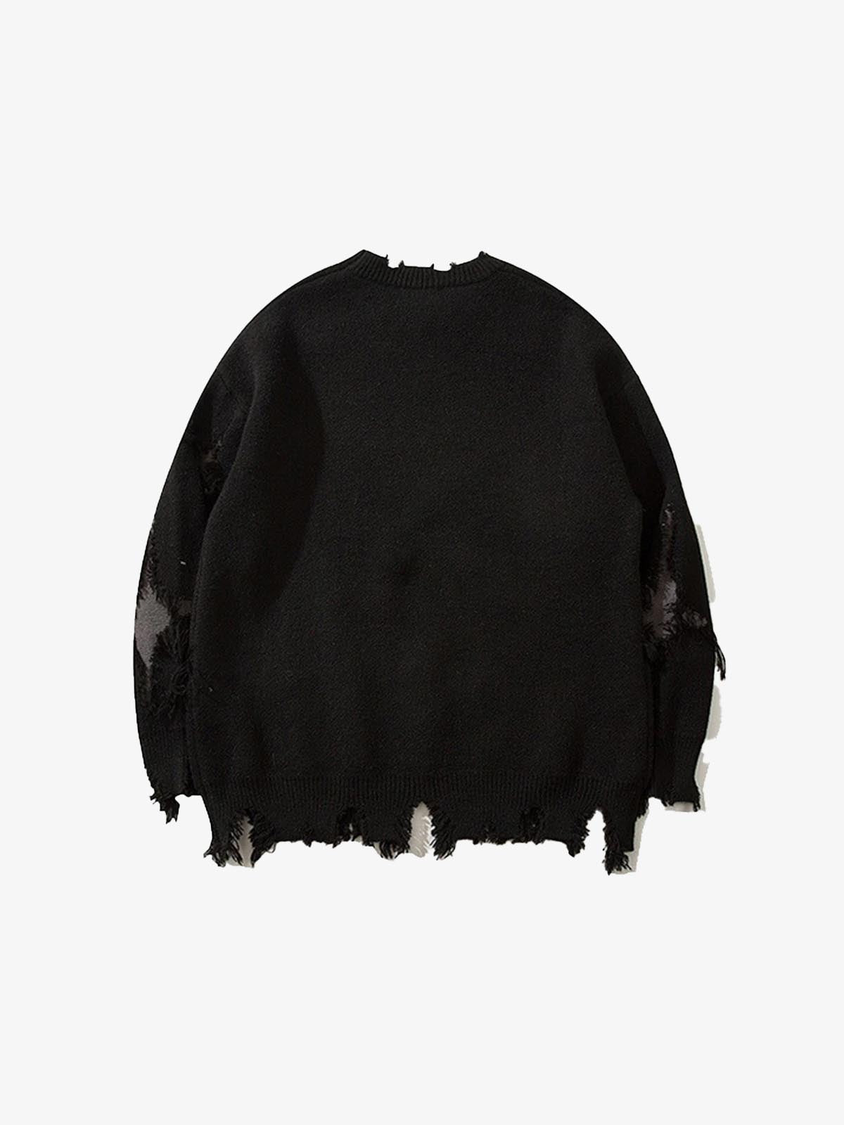 Distressed Gothic Skull Knitted Sweater