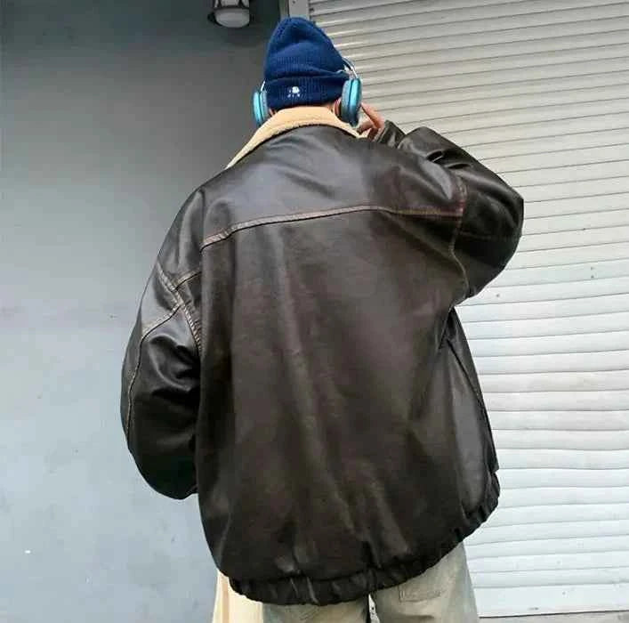 Personalized Thick Faux Fur Leather Motorcycle Jacket
