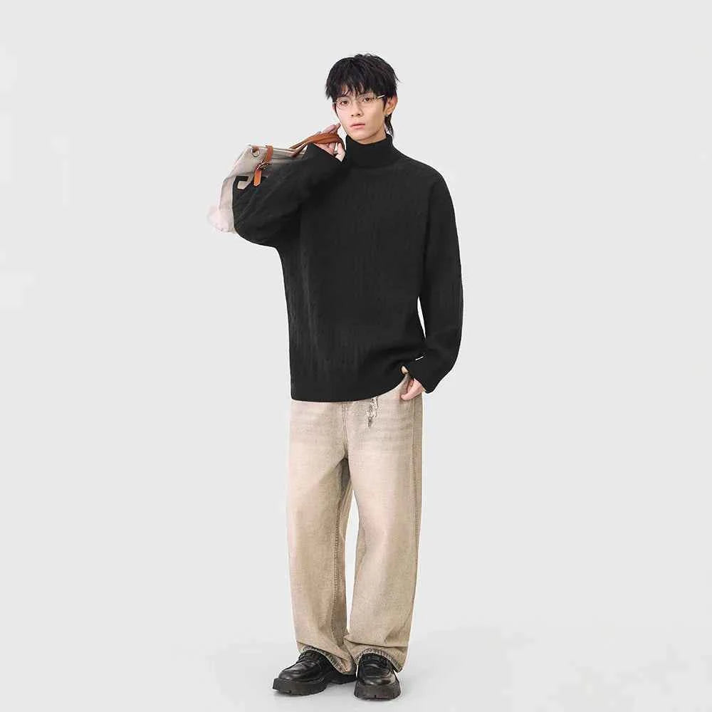 Cozy Cable Knit High Neck Turtleneck Sweater