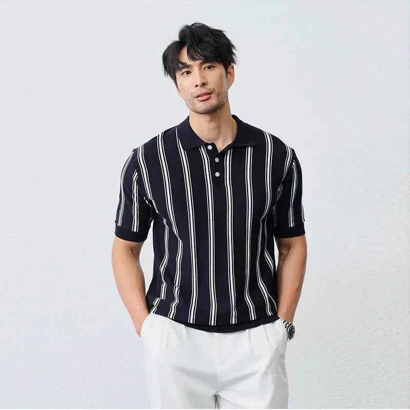 Men's Luxury Striped Casual Business Polo T-Shirt