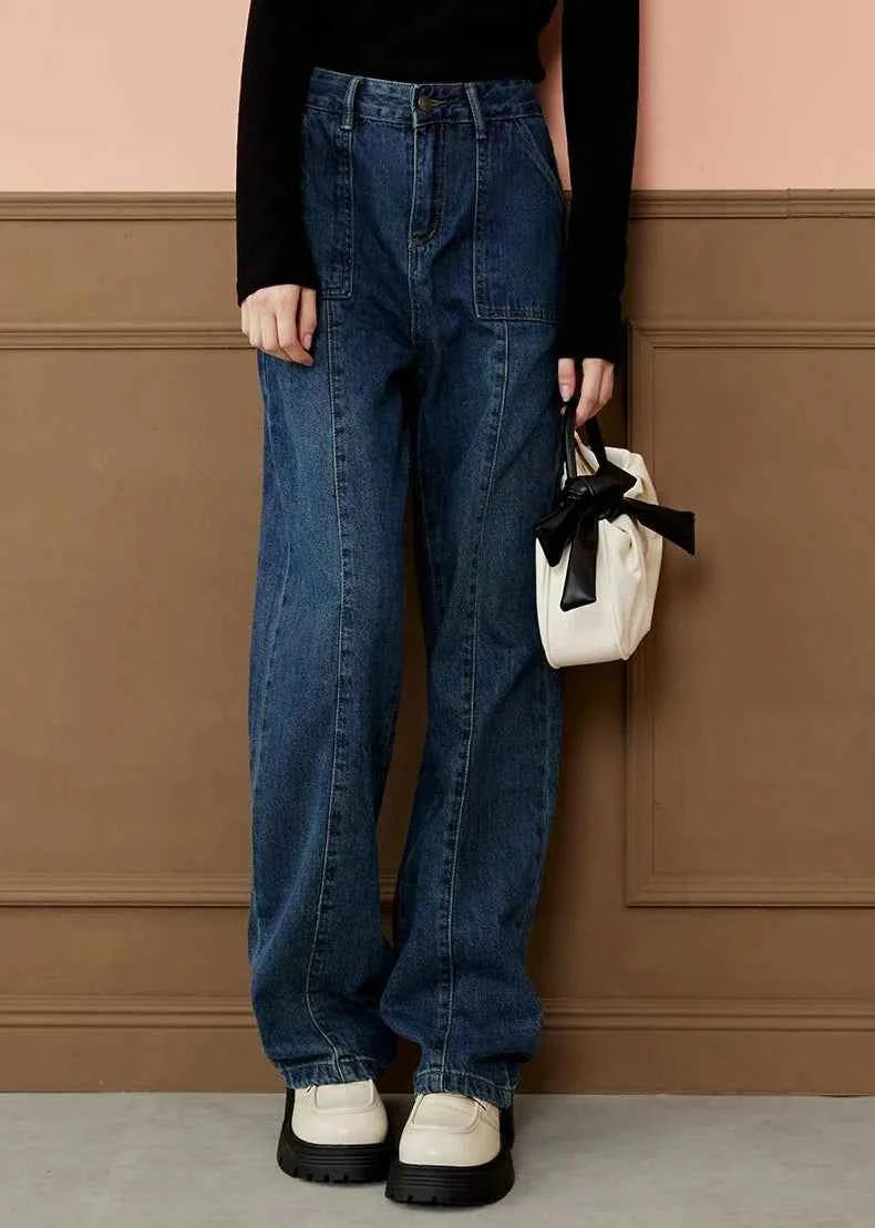 Chic High Waist With Narrow Straight Leg Denim Jeans