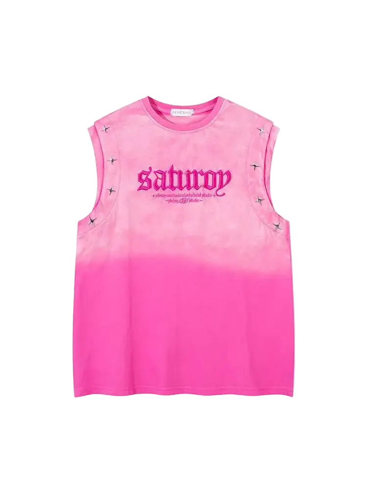 Vintage Gradient Studded Vest for Unisex