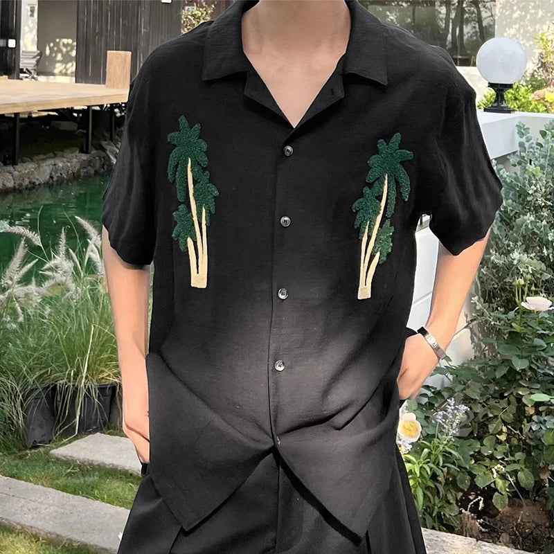 Cozy Patchwork Lapel Short Sleeve Shirt
