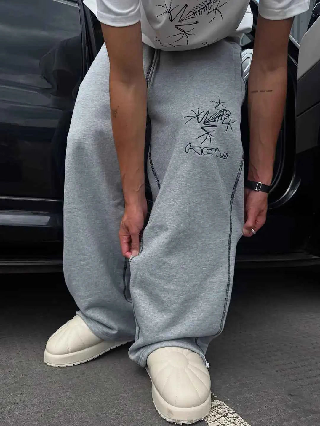 Utility Vibe Striped Trendy Wide Leg Sweatpants