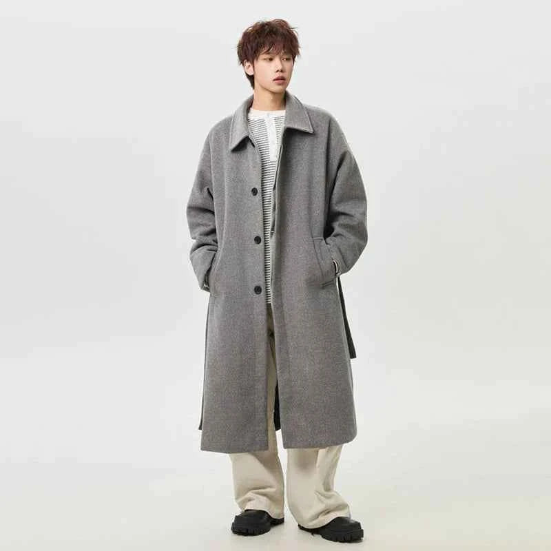 Korean Style Simple Solid Color Woolen Coat