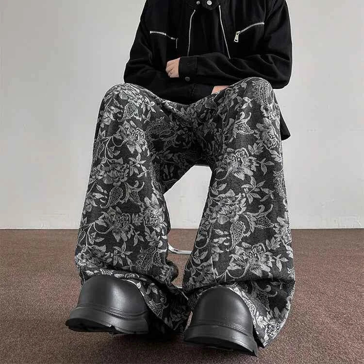 Streetwear Baggy Casual Patterned Wide Sweatpants