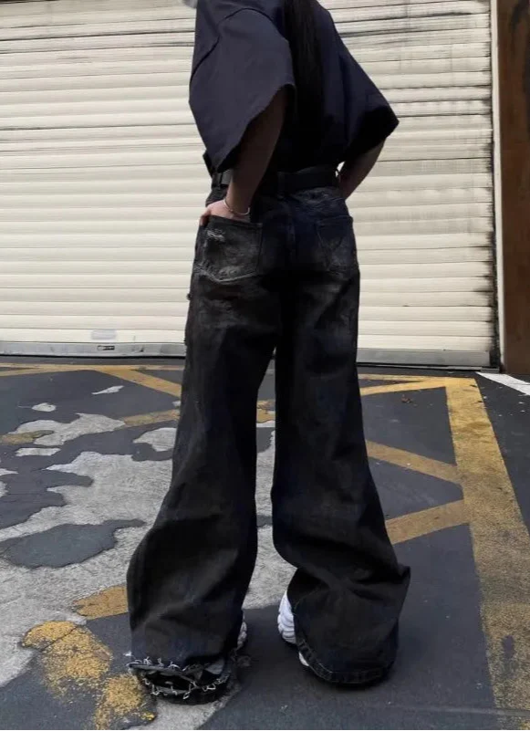 Vintage Cool Ripped Loose Fit Wide Jeans - Luxuryurbanwear