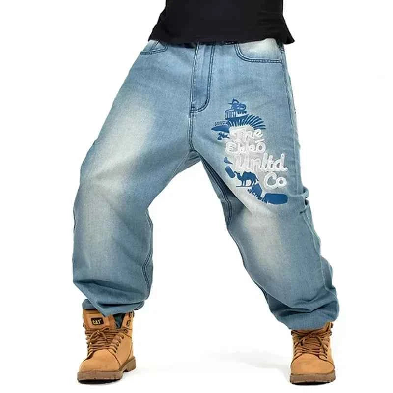 Men's High Waist Baggy Skateboard Jeans