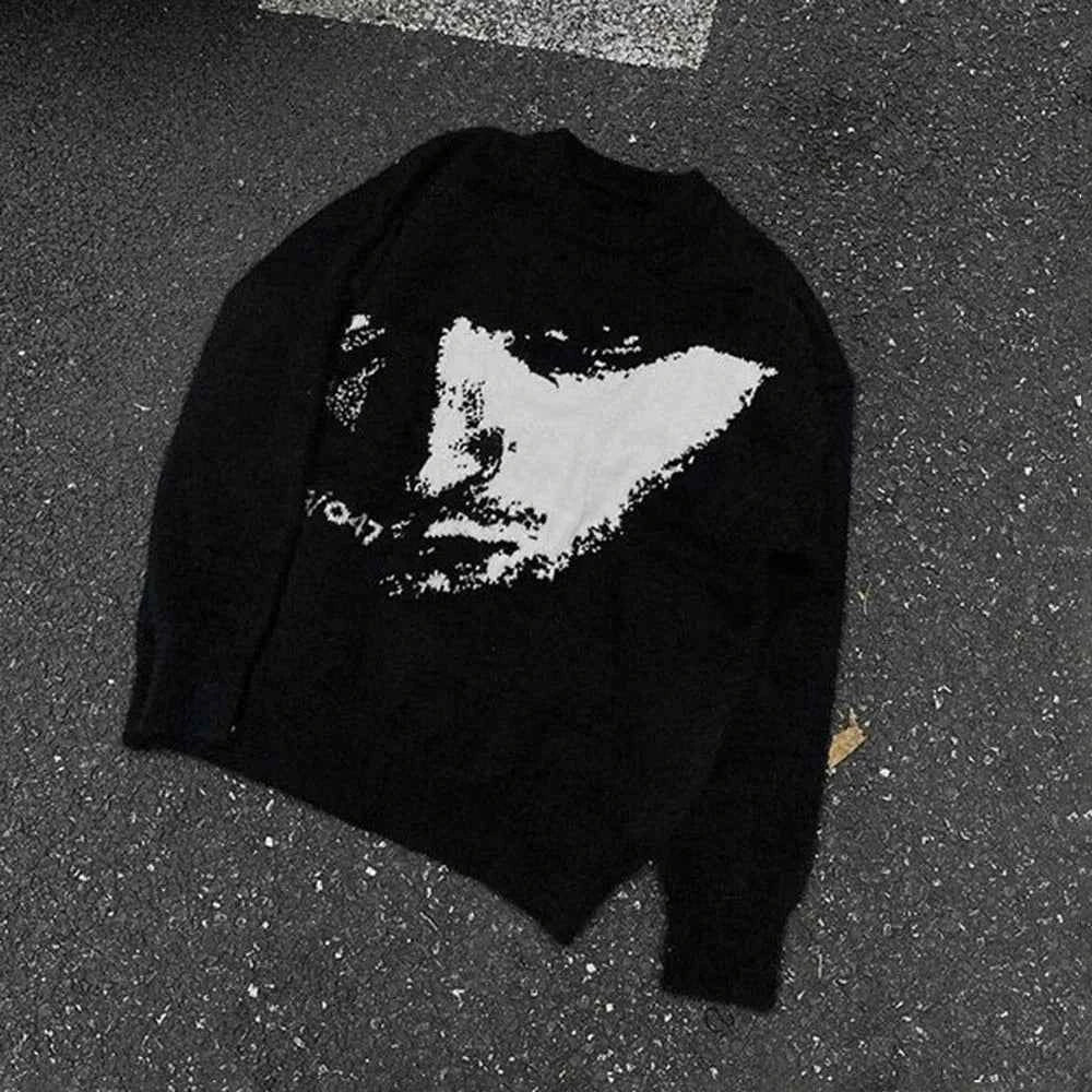 Gothic Streetwear Jacquard Long Sleeve Sweater