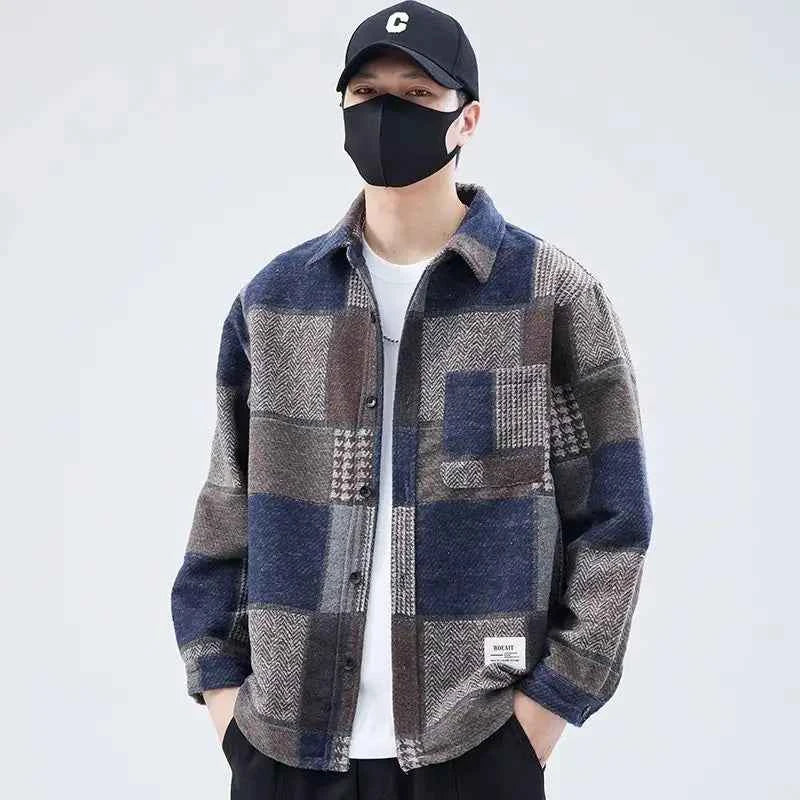 Classic Stylish Color Block Loose Lapel Jacket