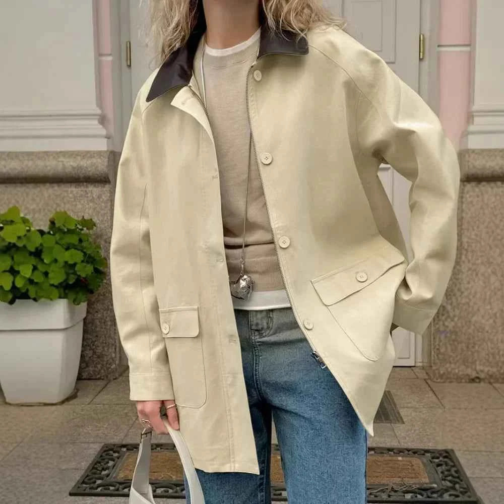 Women Colorful Loose Spliced Button Jacket