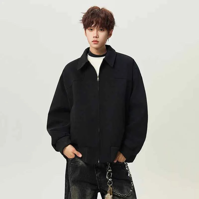 Fashionable Hip Hop Lapel Zipper Jacket