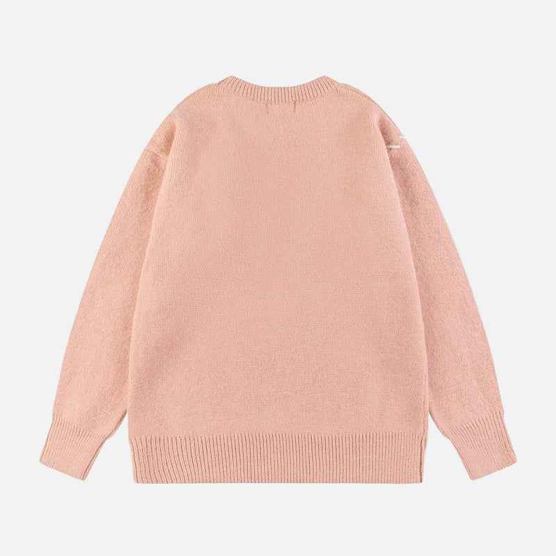 Y2K Cozy Bear Pocket Knitted Sweater