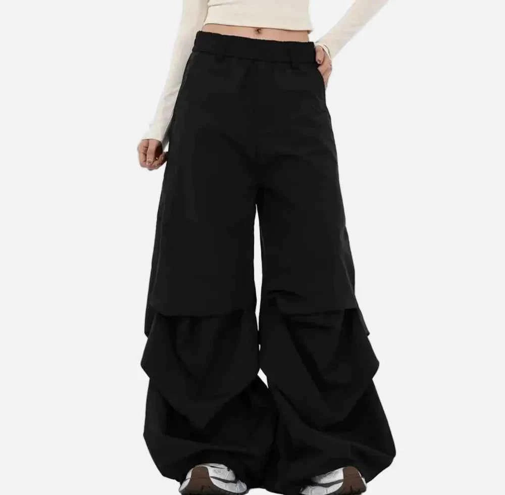 American Style Solid Color Wide Leg Pants