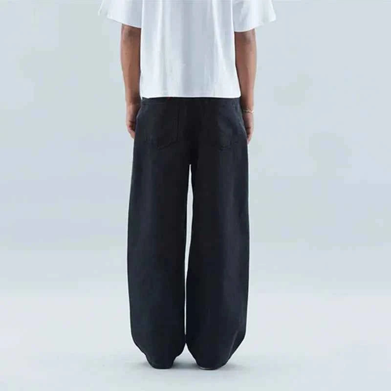 Vintage Streetwear Cool Star Hip Hop Black Straight Jeans