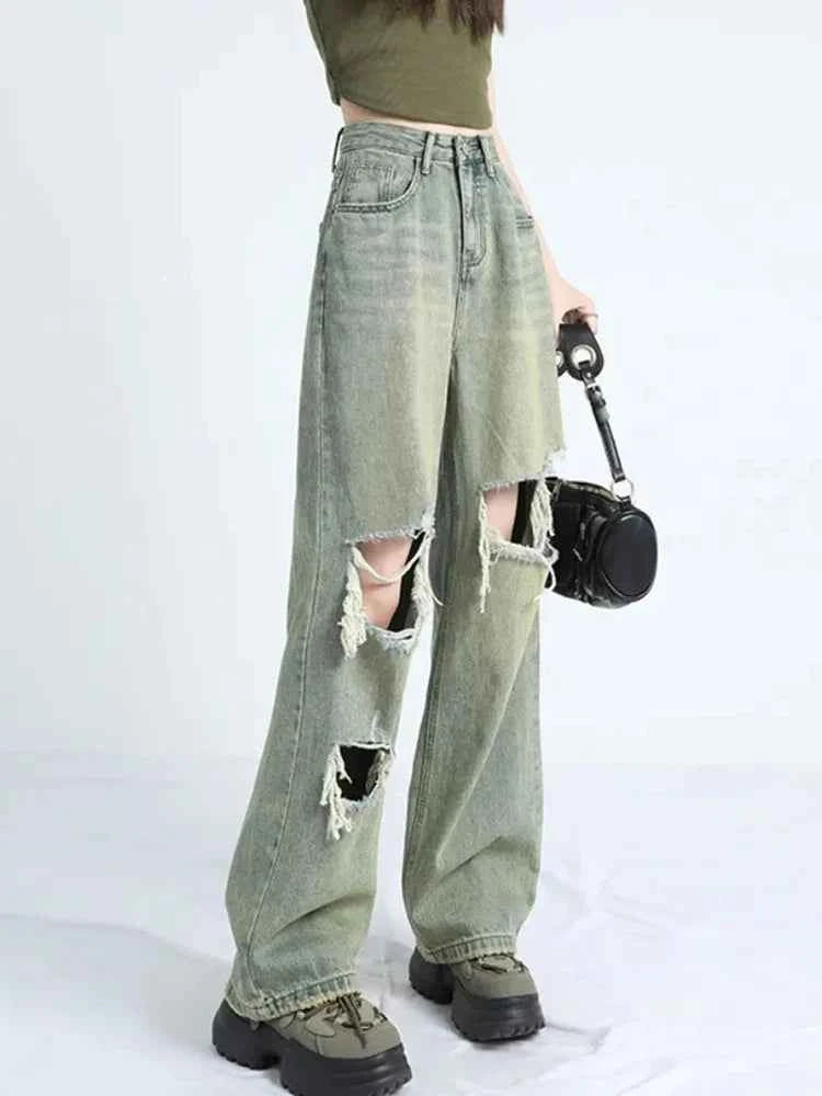 Y2K Streetwear Vintage American Style High Waist Jeans