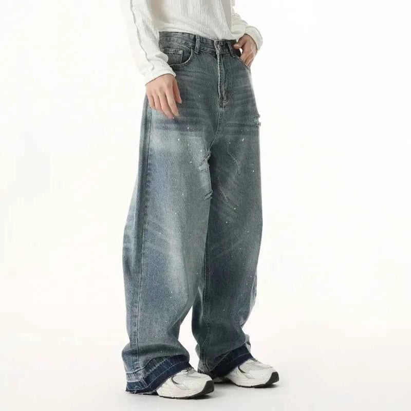 White Cat Whisker Washed Straight Jeans