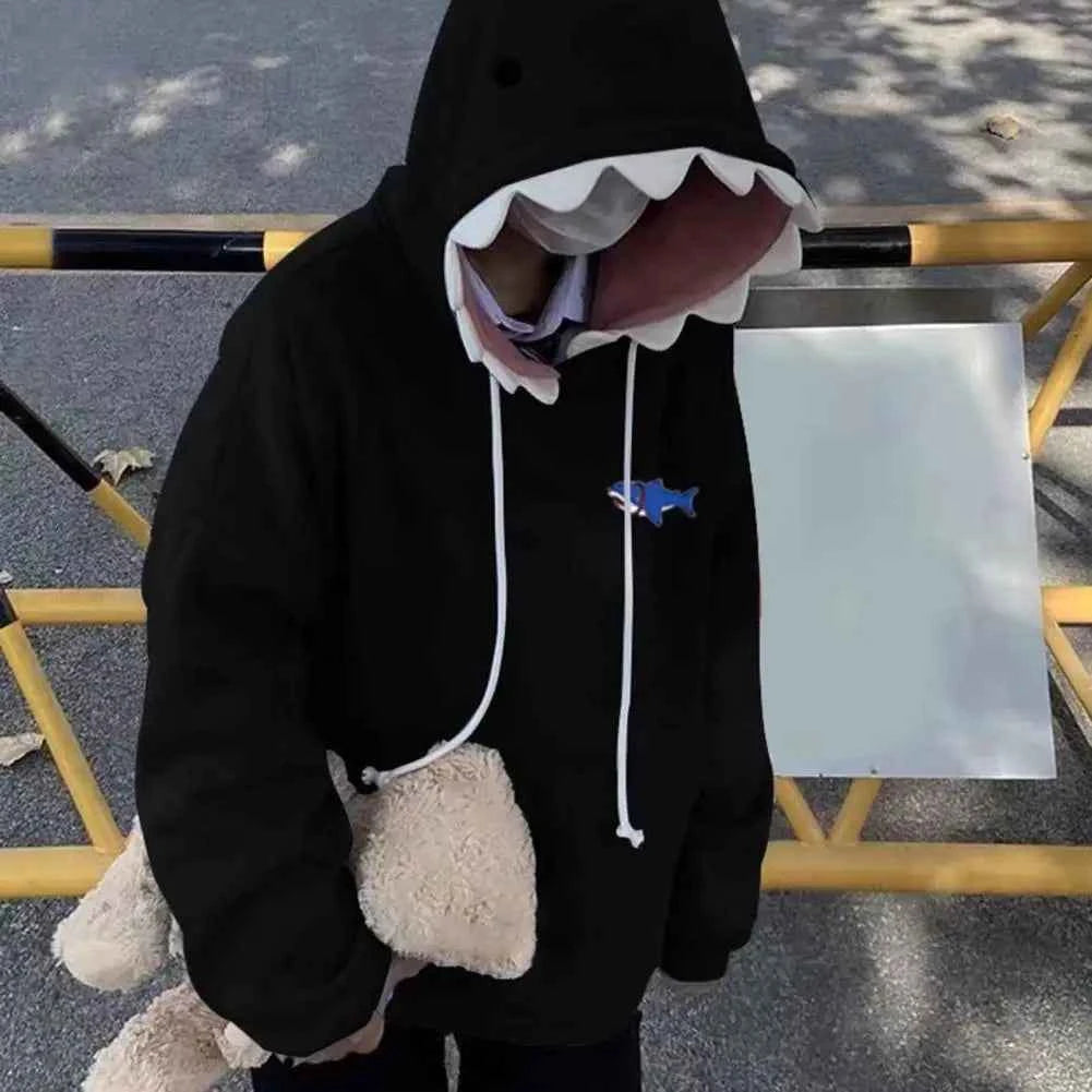 Y2K Funny Shark Patchwork Kawaii Hoodie