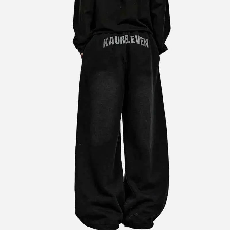 Retro Gradient Letter Printed Sports Sweatpants