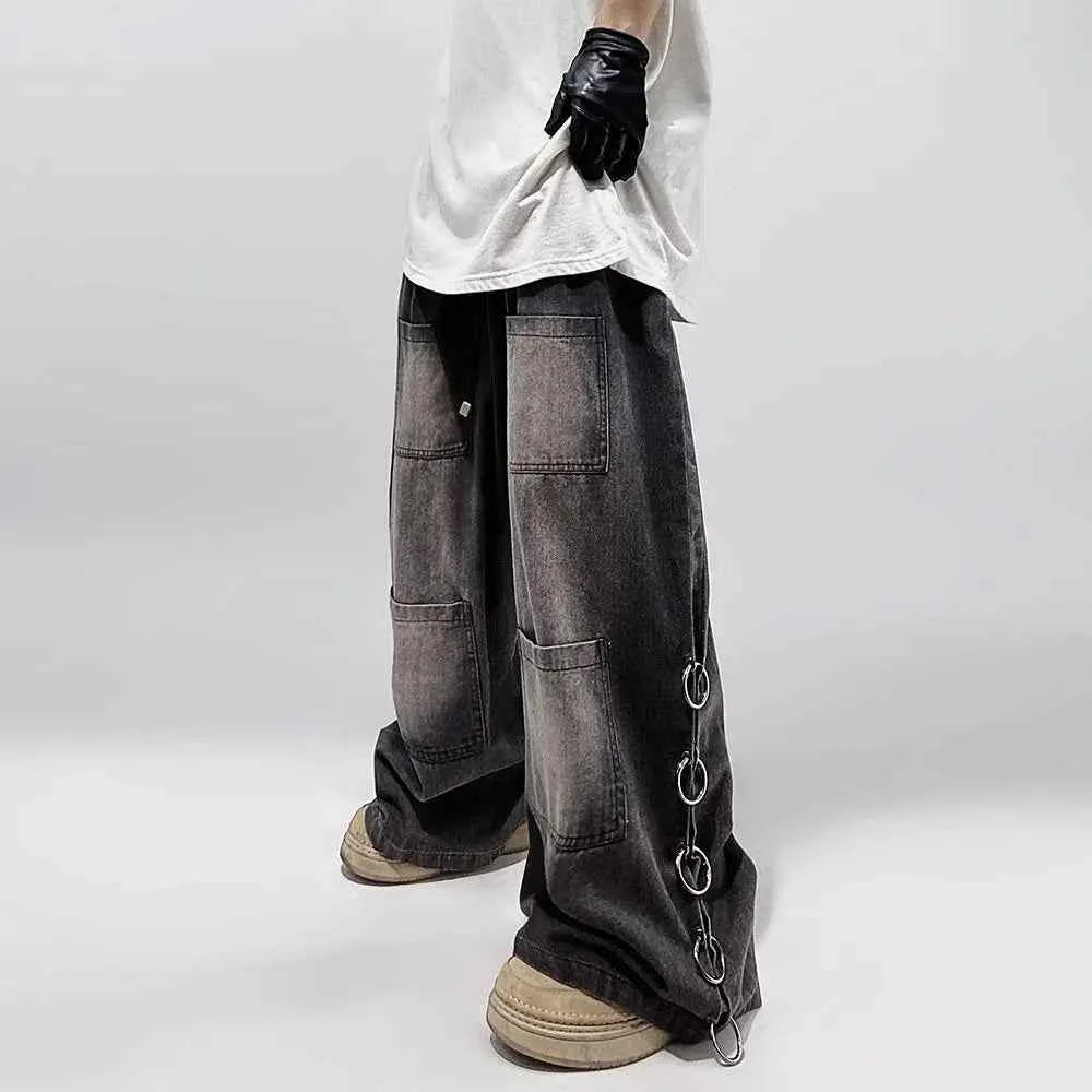 Retro Baggy American Style Denim Wide Leg Jeans