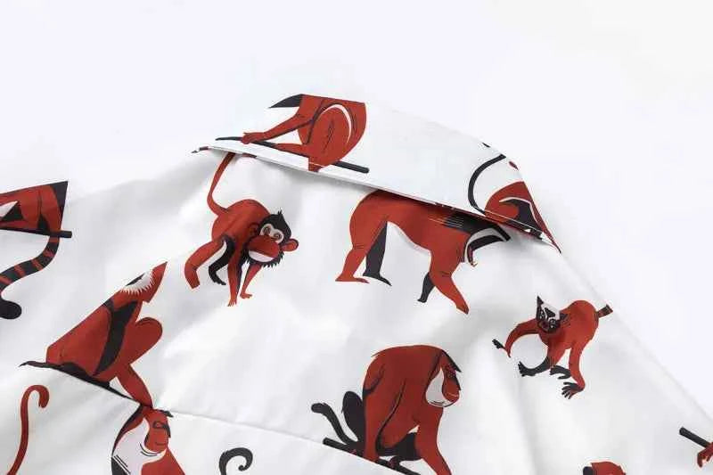 Colorful Cute Monkey Graphic Beach Shirt