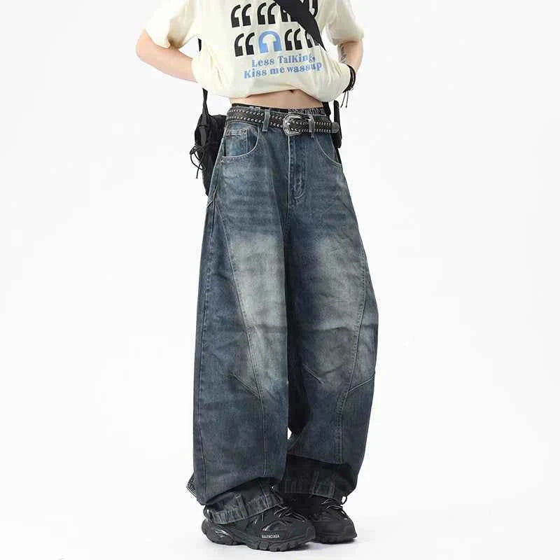 Cool Weather Fit Washed Loose Wide Leg Jeans