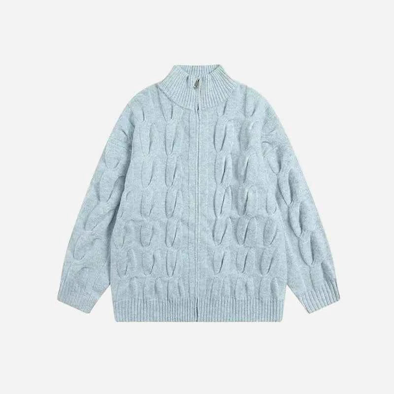 Autumn Retro Loose Stand Collar Knitted Cardigan