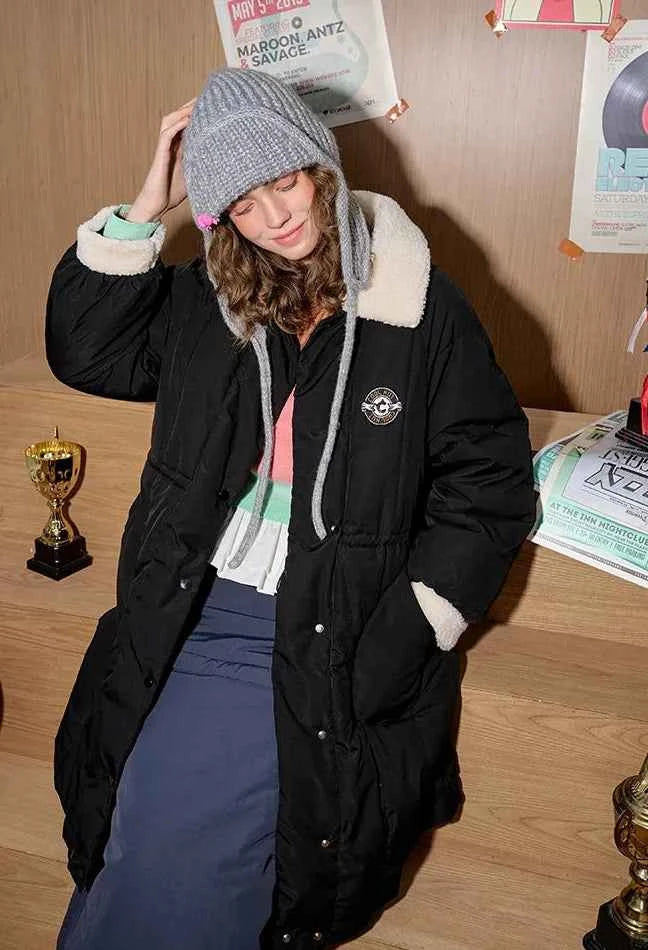 Winter Academic Quilted Mid-Length Puffer Coat