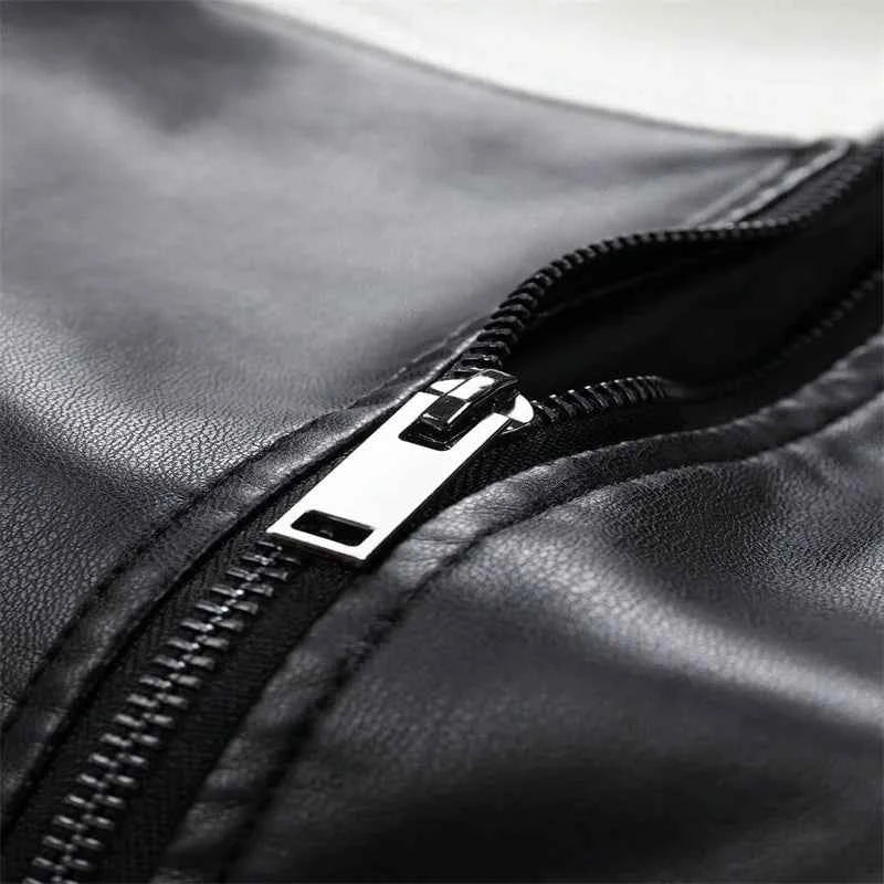 Contrast Colors Leather Biker Jacket