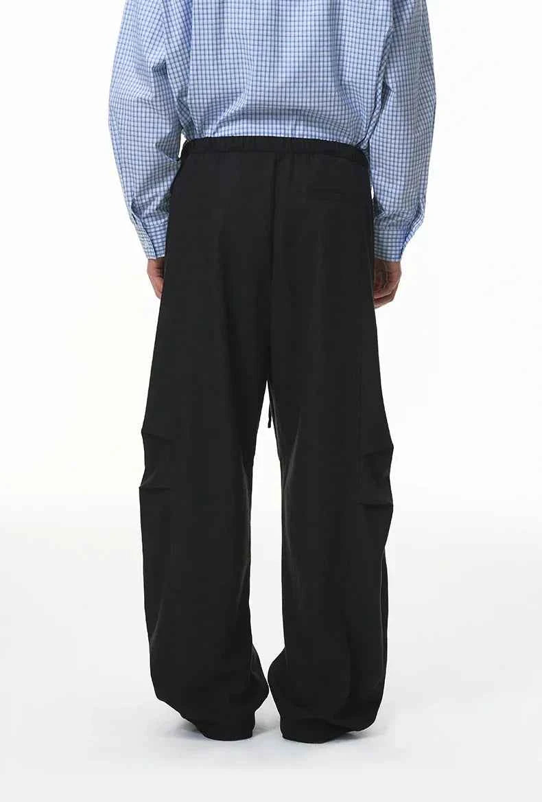 American Solid Color Relaxed Fit Linen Wide Leg Pants
