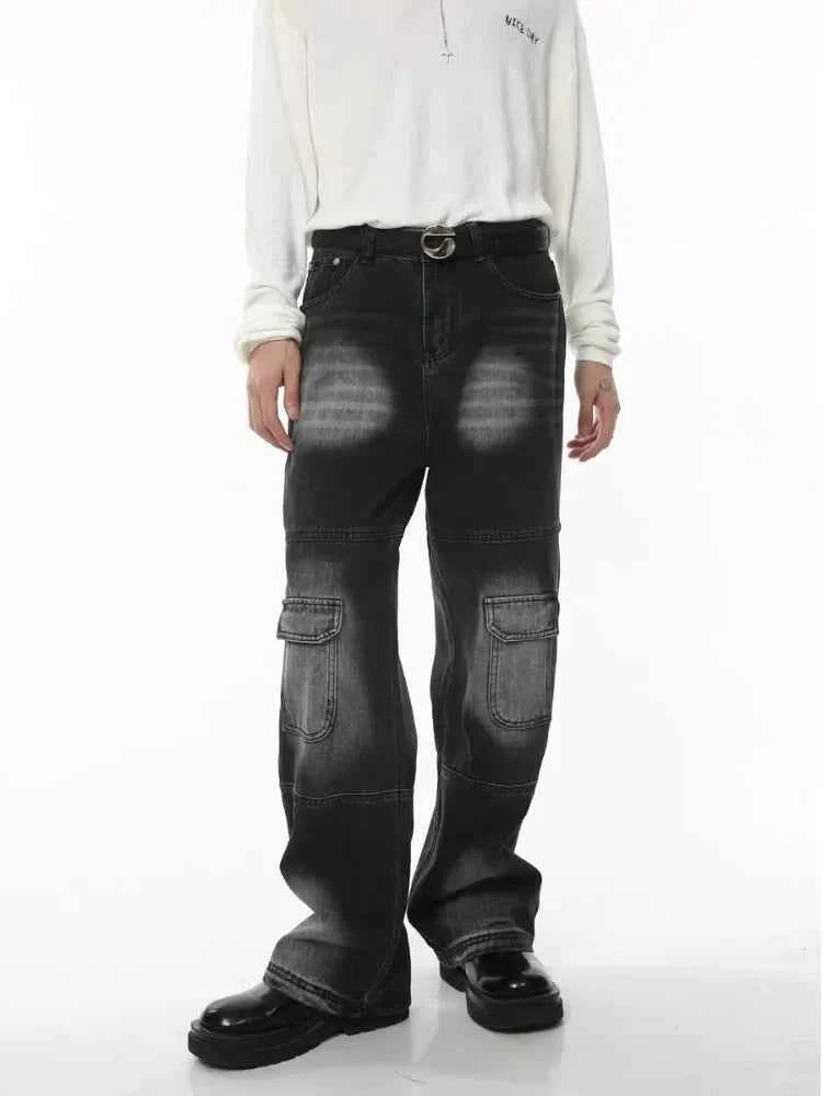 Utility Vibe Vintage Black Baggy Cargo Jeans